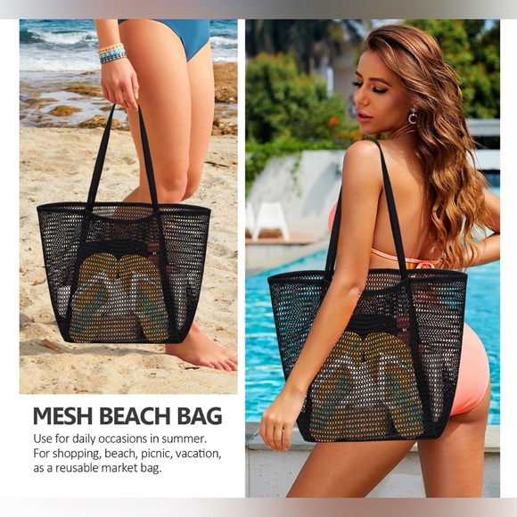 Mesh Large Tote-Black - Picture 4 of 6